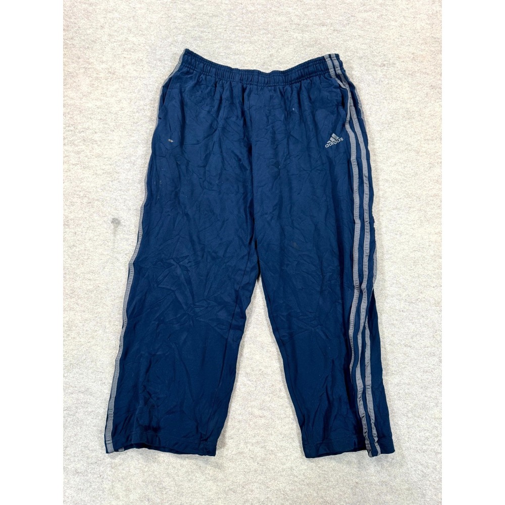 Vintage Y2K Adidas Baggy Sweatpants Mens 30 Blue 3 Striped Logo Straight Leg Gym